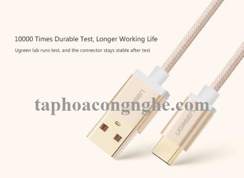 Ugreen 20859 0.5M màu Vàng Dây USB 2.0 sang Type-C đầu nhôm dây bọc vinyl US174 30020859